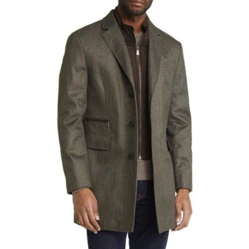 Hart Schaffner Marx Rodney Water Resistant Tech Flannel Raincoat Jacket Medium M - Picture 1 of 4